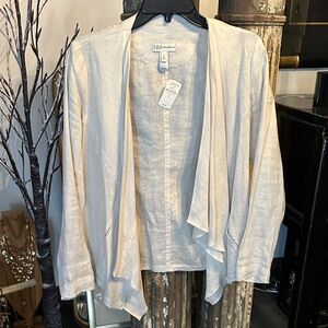 Neiman Marcus Cream Open-Front Linen Jacket -NWT